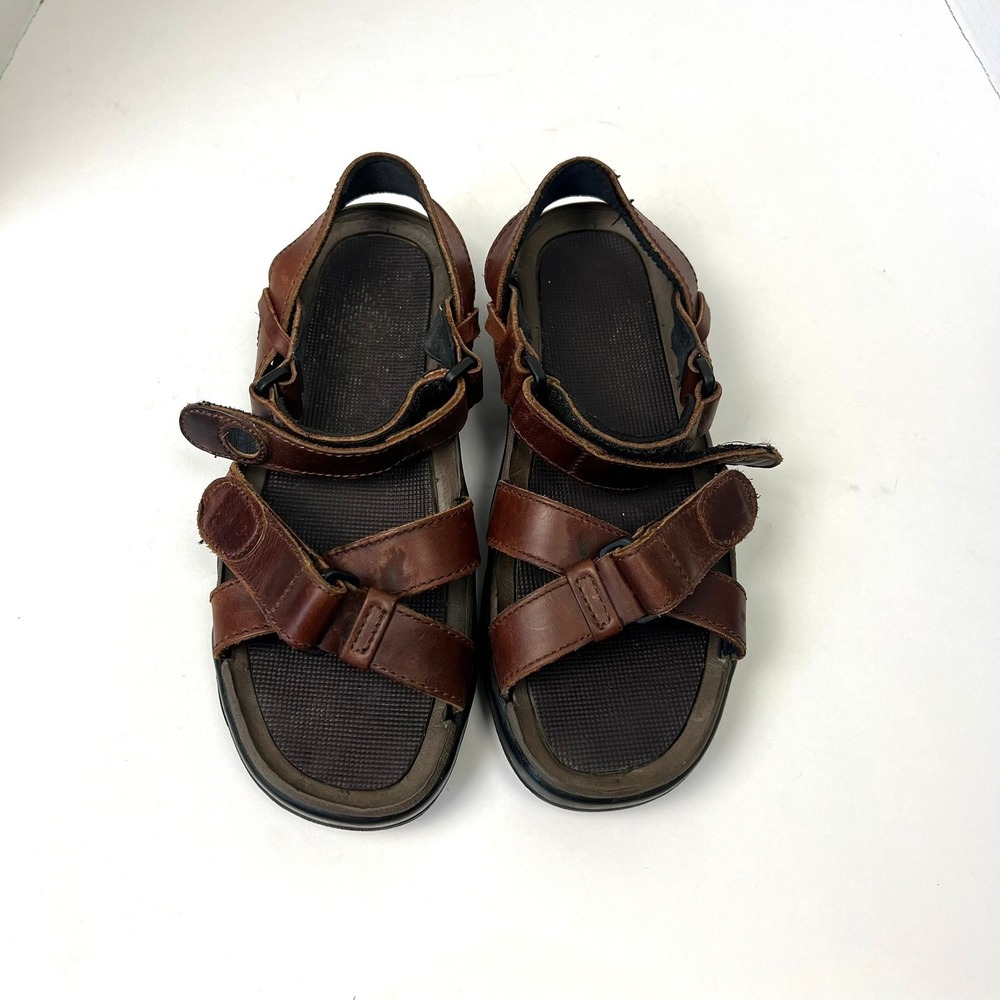 Timberland Brown Leather Chunky Utility Sandals Womens 8 Hiking Walking 95098